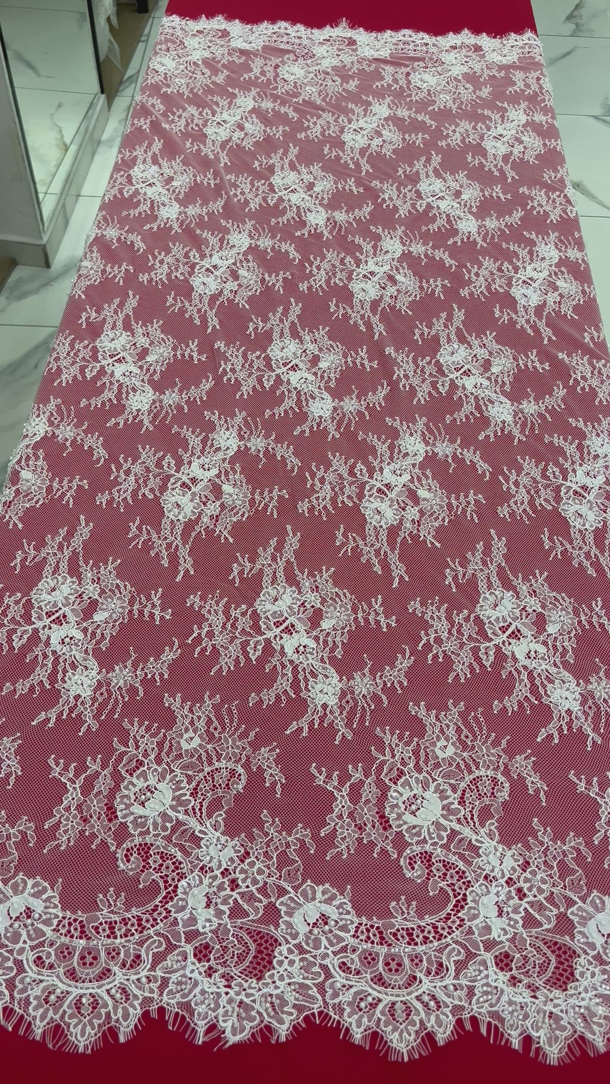 Embroidered French lace with a harmonious design
